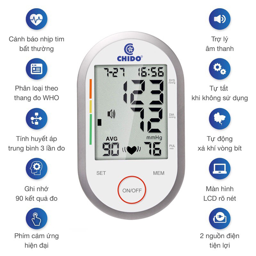 Máy đo huyết áp cảm ứng CHIDO – Hàng chính hãng