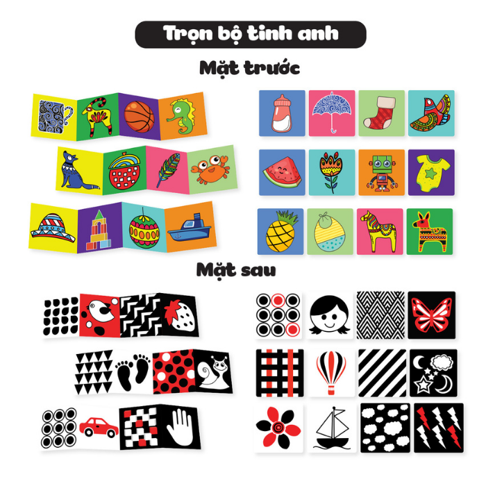 Bộ thẻ kích thích thị giác Montessori Lalala Baby dạng đứng ZIG ZAC và FLASHCARDS0 ( Bìa hình con bướm )