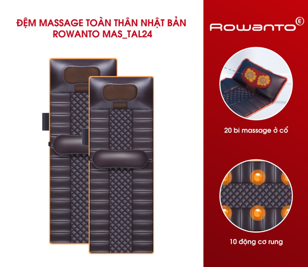 Đệm massage toàn thân ROWANTO NHẬT BẢN BM-N89 thảm massage toàn thân,nệm massage chống nhức mỏi, massage cổ vai gáy