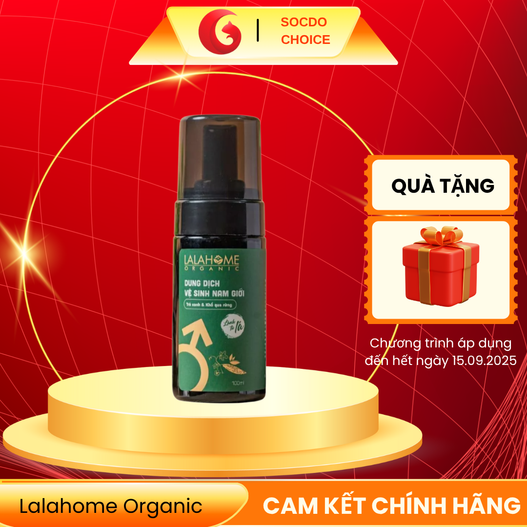 Dung dịch vệ sinh nam Lalahome Organic dung tích 100ml khử mùi, ngăn nấm,hương bạc hà