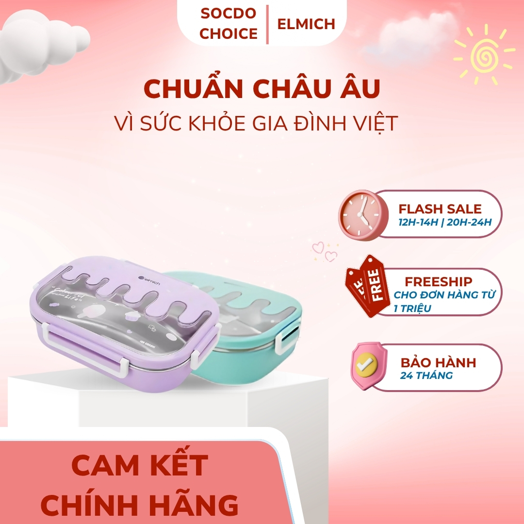 Hộp cơm cho trẻ em inox 304 Elmich Babycare EL-0009 dung tích 1L