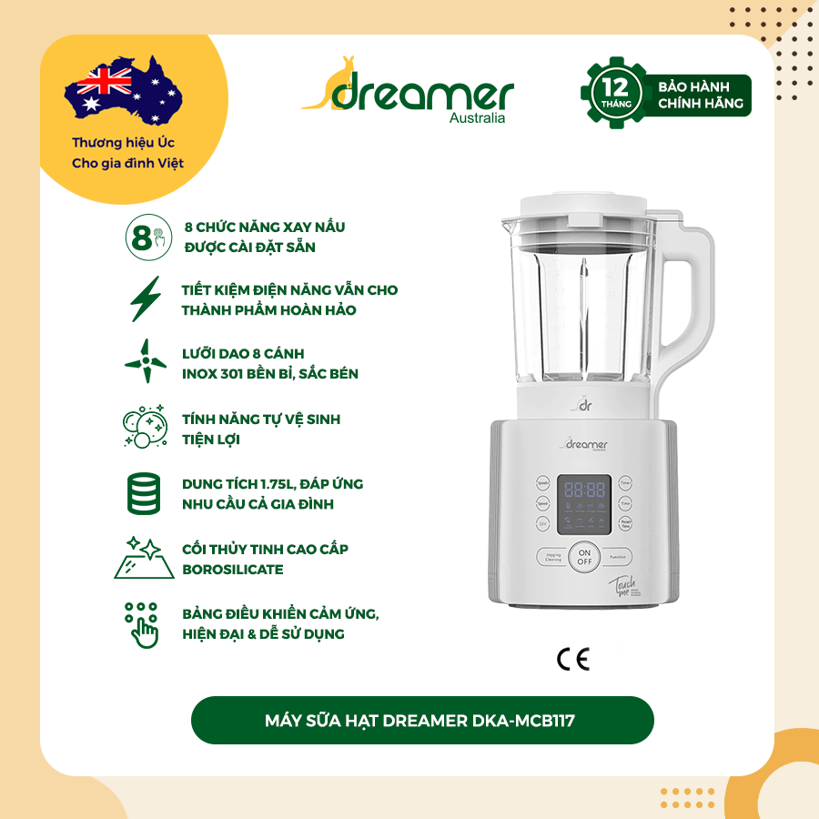 Máy làm sữa hạt dreamer DKA-MCB117, Made in Thái Lan, bảo hành chính hãng