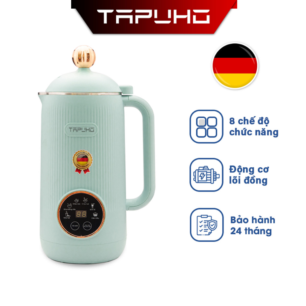 Máy làm sữa hạt Mini TAPUHO TMB600 Chính hãng màu Xanh Pastal 750W Dung tích 0,6L inox 304 25.000 vòng/phút