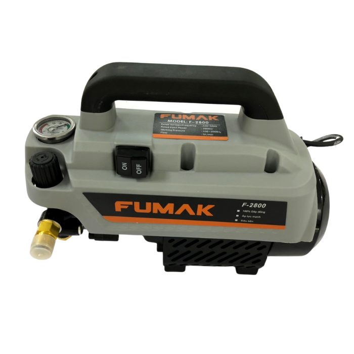 Máy rửa xe gia đình Fumak F2800, có đồng hồ, điều chỉnh được áp lực nước, lõi đồng.