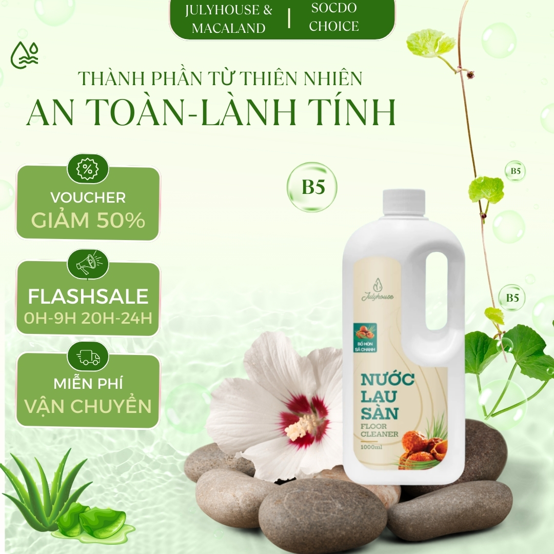 Nước lau sàn Julyhouse Bồ hòn - Sả chanh 1L