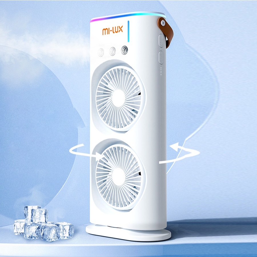 Quạt Điều Hòa Phun Sương Tích Điện Mi-Lux A3 Plus Hai Tầng Mát Lạnh Bảo Hành Chính Hãng 12 Tháng