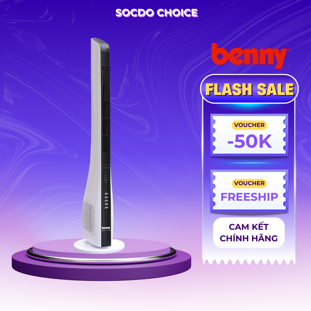 Quạt tháp Benny BF-TW1801R, 40W, 3 tốc độ gió, motor đồng nguyên chất, bảo hành motor 2 năm