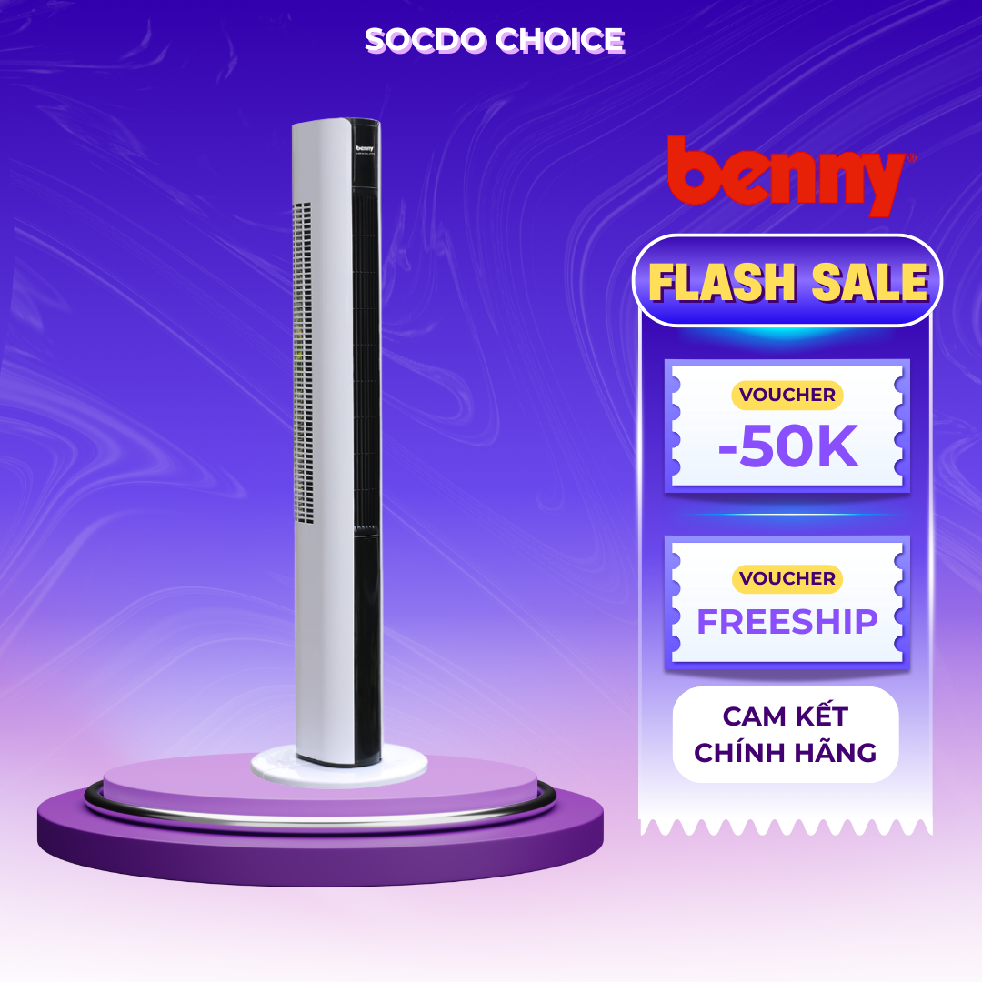 Quạt tháp Benny BF-TW2R, 55W, thiết kế mỏng, tiết kiệm không gian, bảo hành motor 2 năm