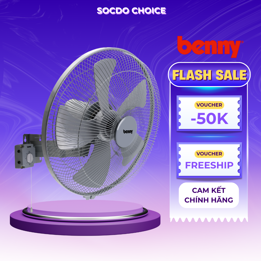 Quạt treo tường công nghiệp Benny BFW-184, 120W, remote, 18 inch, bảo hành motor 2 năm