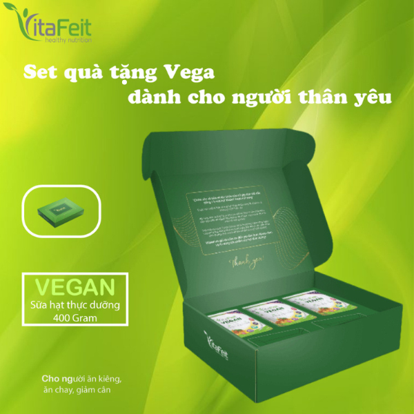 Set quà tặng sữa hạt Vitafeit Vega cho người thân yêu (3 hộp sữa Vega trọng lượng 400 gam) dùng thay thế cho bữa ăn