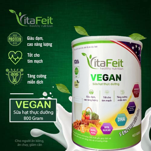 Sữa hạt dinh dưỡng thuần chay VitaFeit, trọng lượng 400g dùng thay thế bữa ăn, dùng cho người ăn kiêng giảm cân