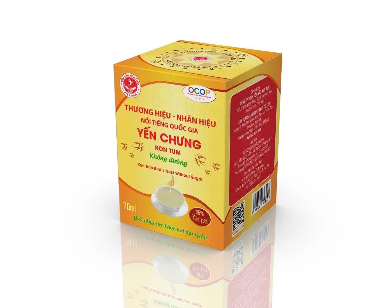 Yến Chưng Kon Tum Không Đường 70ml – 25% Yến Tươi, Tốt Cho Sức Khỏe, Dùng Cho Người Ăn Kiêng